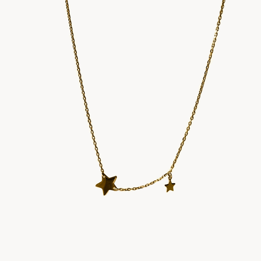 Two Stars 9ct Gold Necklace