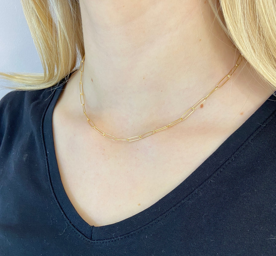 Paperclip Link 9ct Gold Necklace