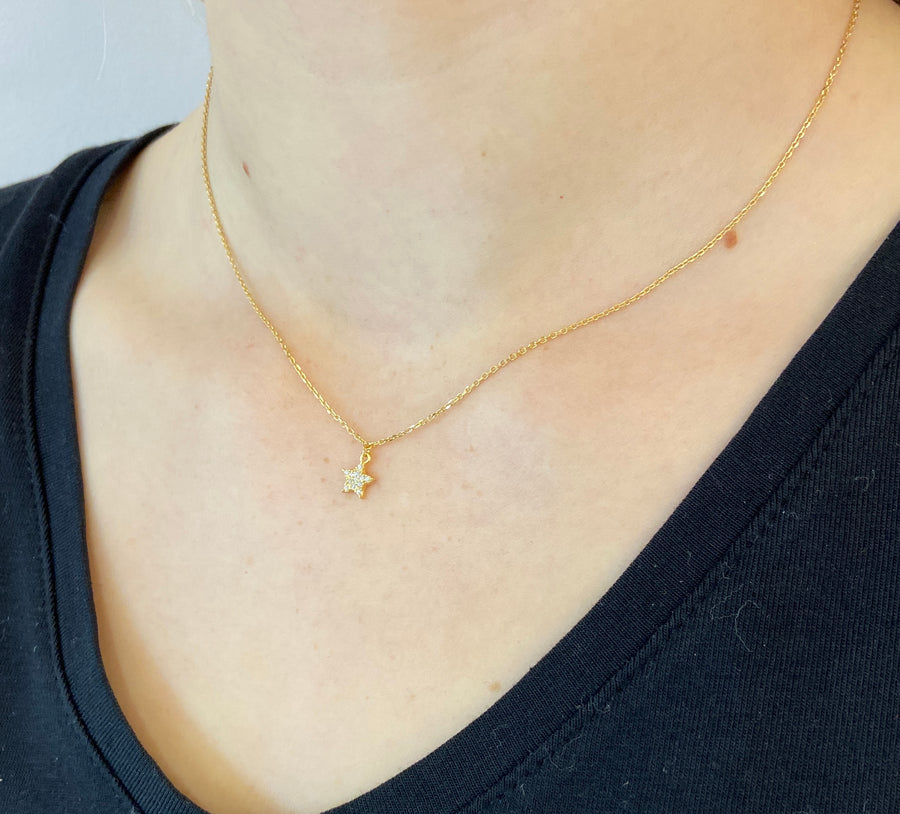 Sparkly Star 9ct Gold with CZ Stones Necklace