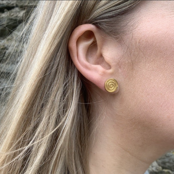 Celtic Spiral 9ct Solid Gold Stud Earrings (Symbolising life, joy, birth, spirit)