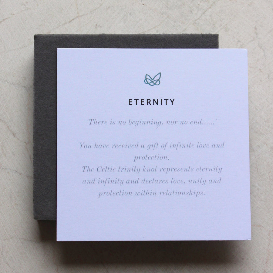 Meaning Card explaining the meaning behind the Eternity Stud Silver Cetlic Earrings 