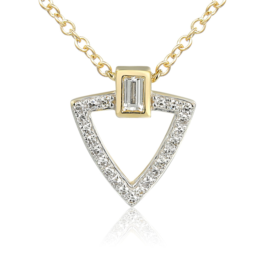 Geometric Baguette and Round Diamond Pendant in 9ct White Gold