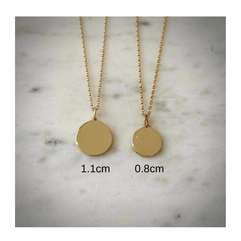 9ct Gold Engravable Disc Necklace