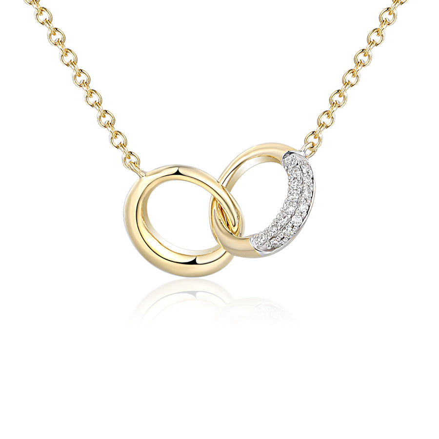 Interlocking Circle Diamond Necklace in 9ct Yellow Gold