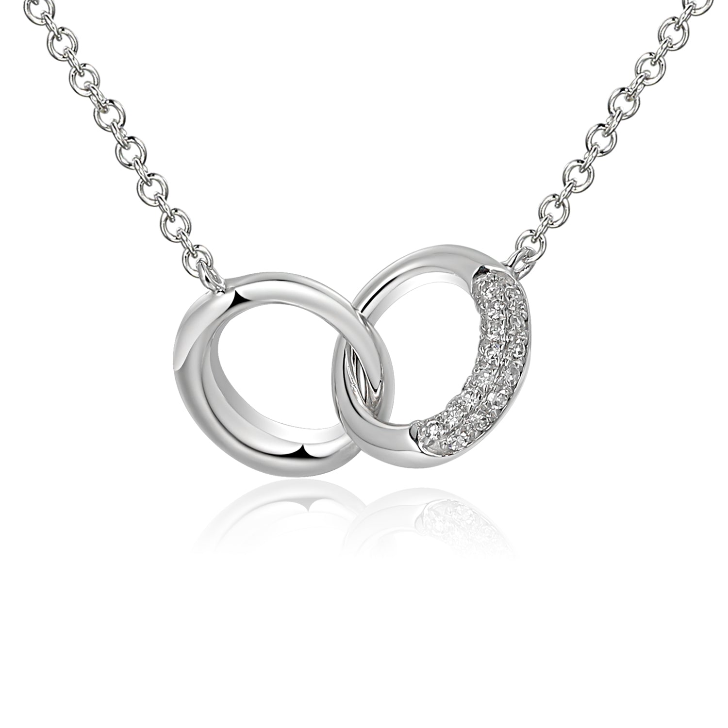 Interlocking Circle Diamond Necklace in 9ct White Gold