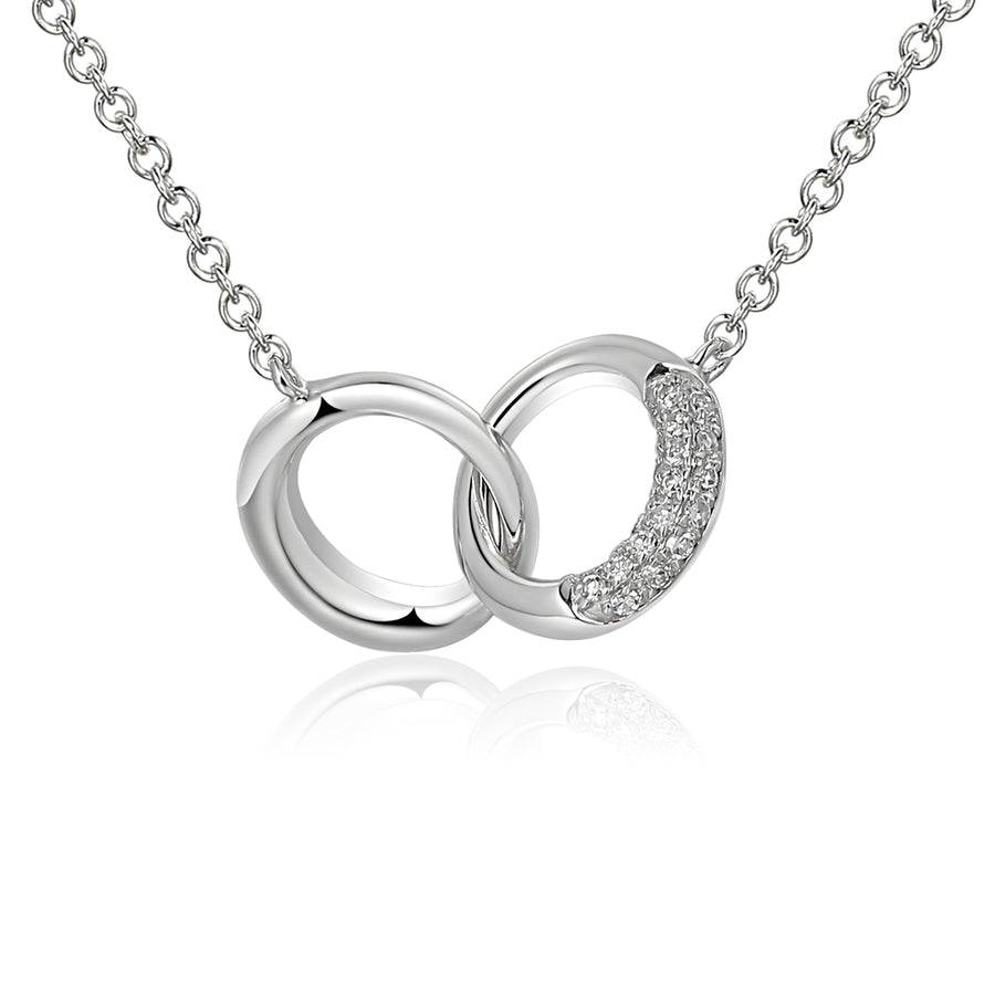 Interlocking Circle Diamond Necklace in 9ct White Gold