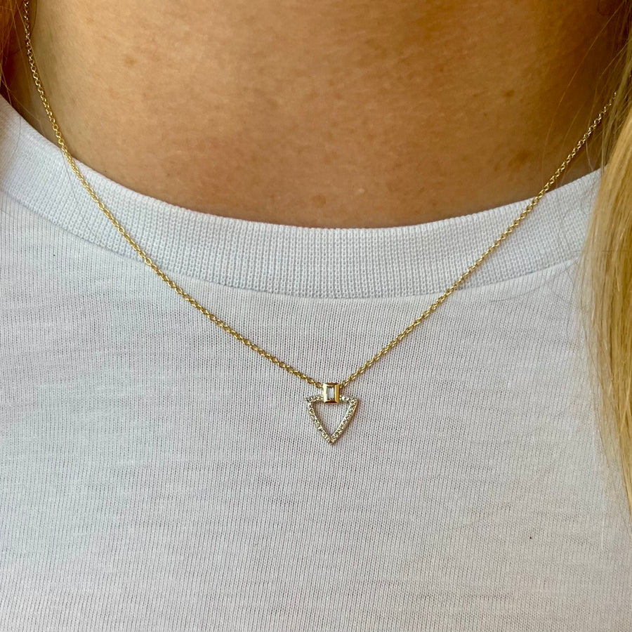 Geometric Baguette and Round Diamond Pendant in 9ct White Gold