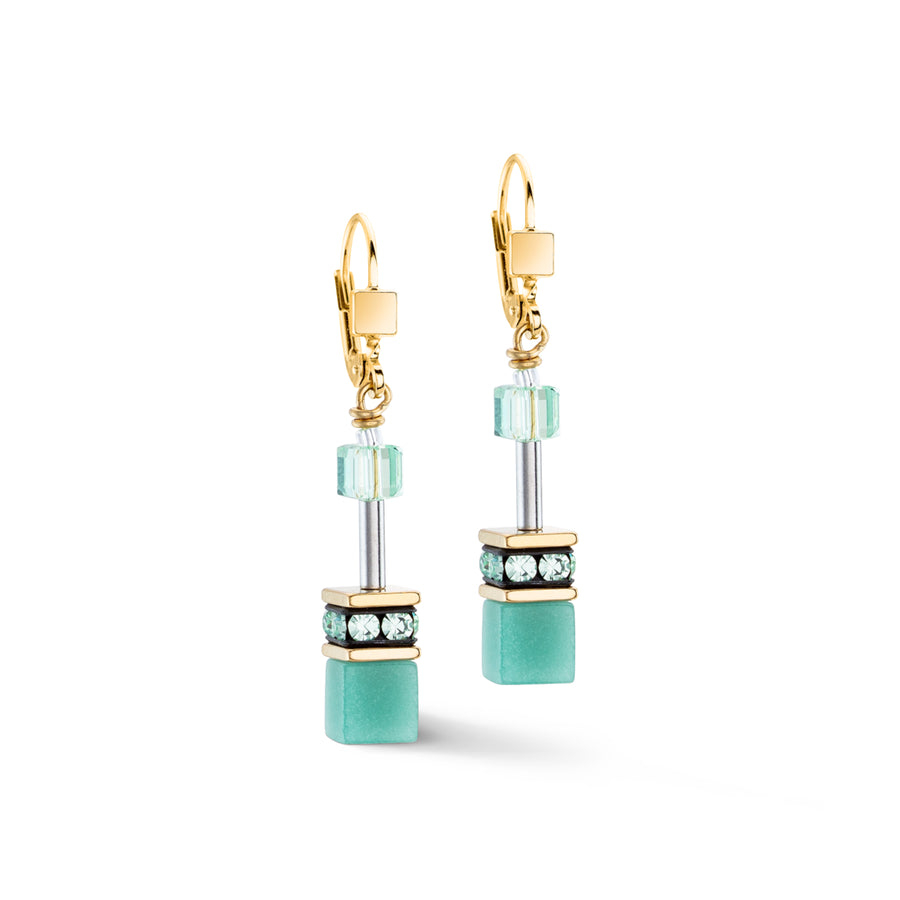 GeoCUBE® Iconic Mono Gold earrings green 4020200533