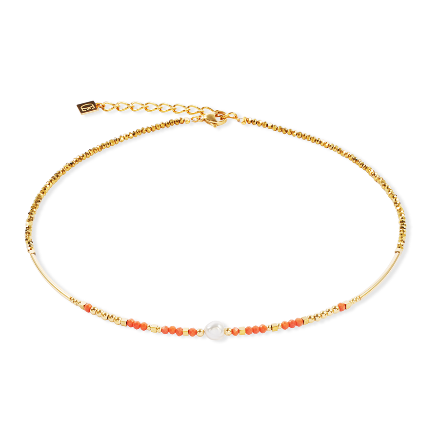 Necklace Sunset Pearl Gold-Coral