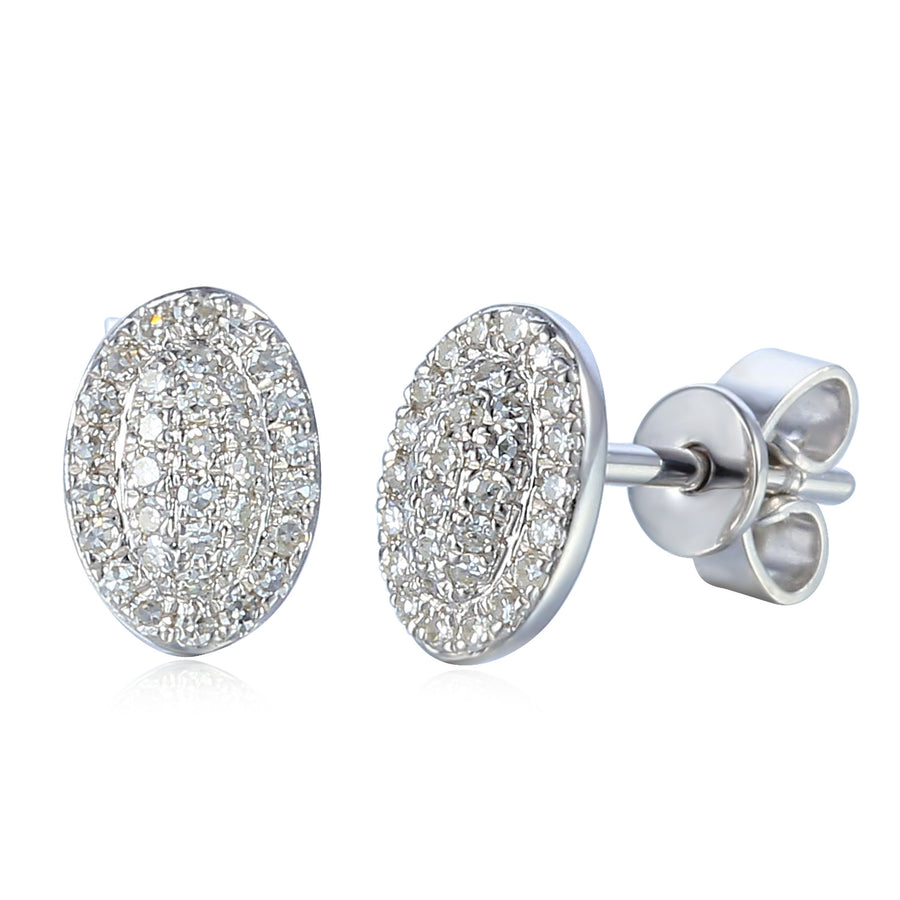 Diamond Oval Cluster Stud Earrings in 9ct White Gold