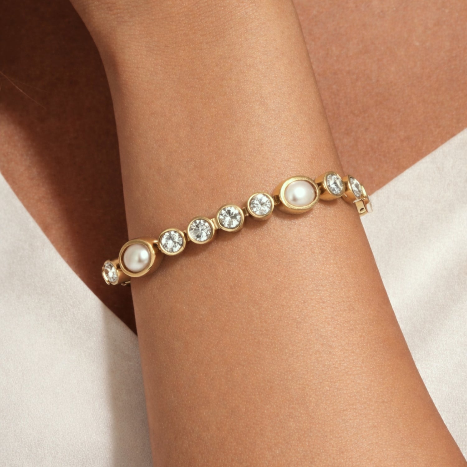 Sophia SG Crystal White Pearl Bracelet
