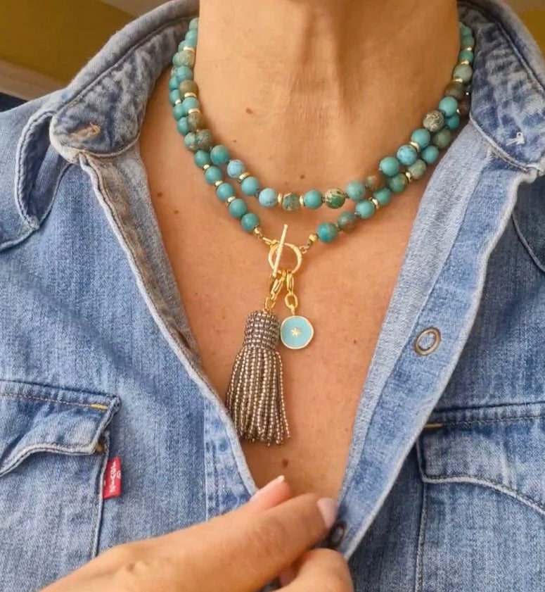 Rosario Rope Necklace - Howlite Jasper