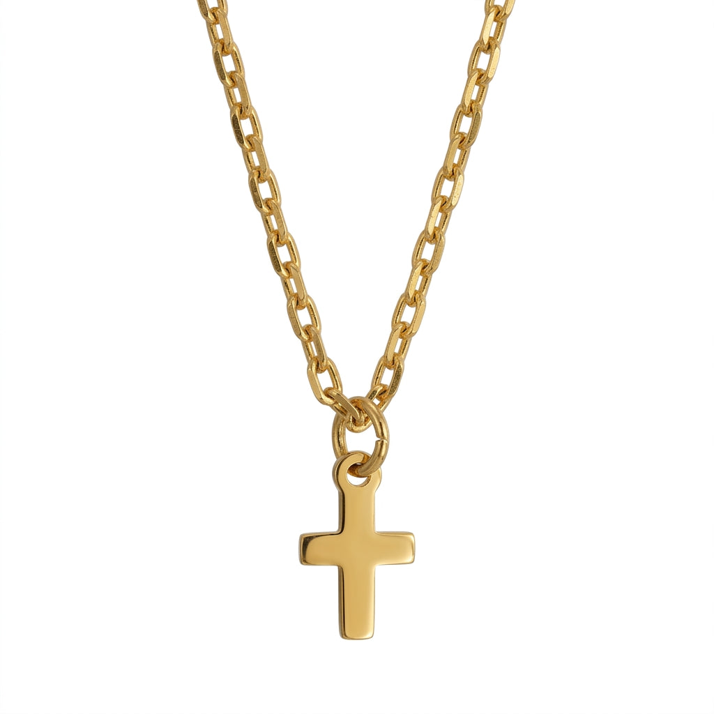 Small Cross 9ct Gold Necklace