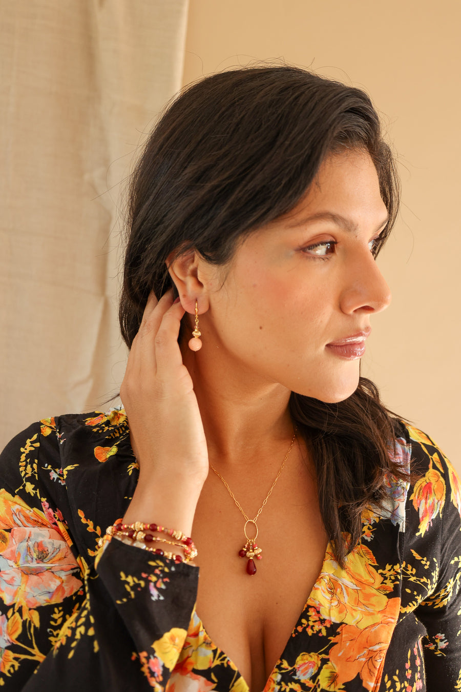 Fiora Peach Earrings - Short