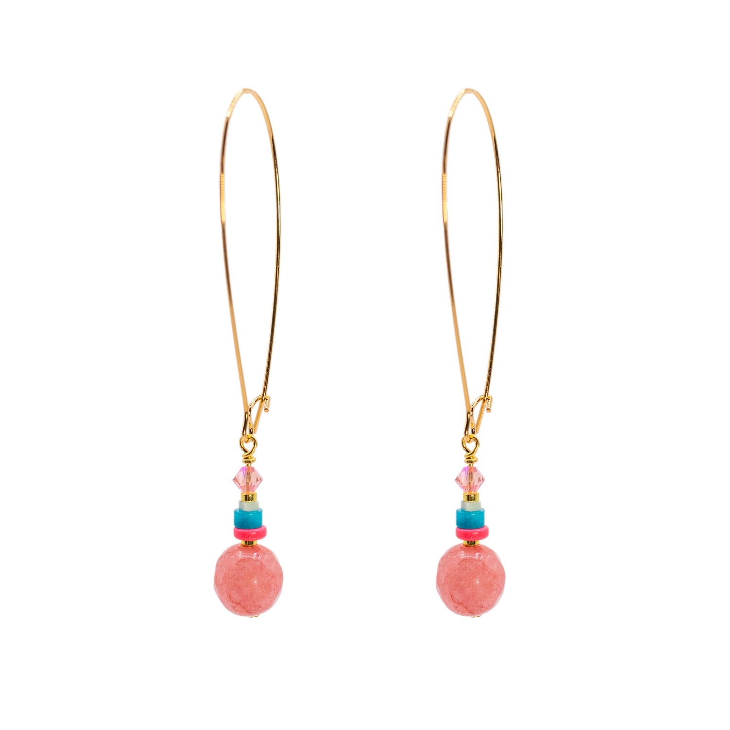 Kaleidoscope Pink Linear Earrings - Long