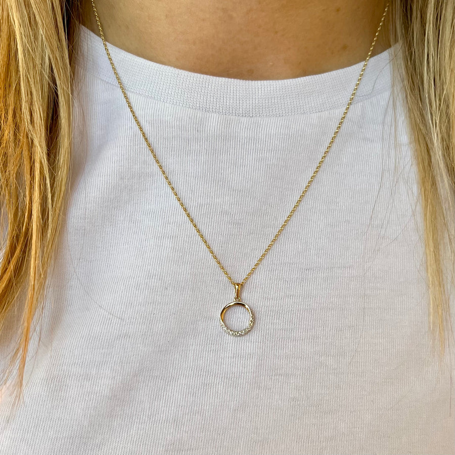 Diamond Circle Pendant in 9ct Yellow Gold