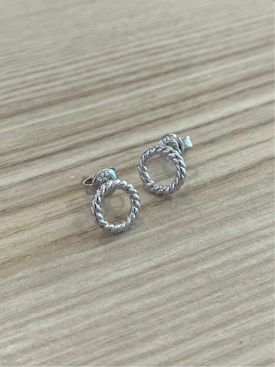 Silver Open Heart Twist Studs