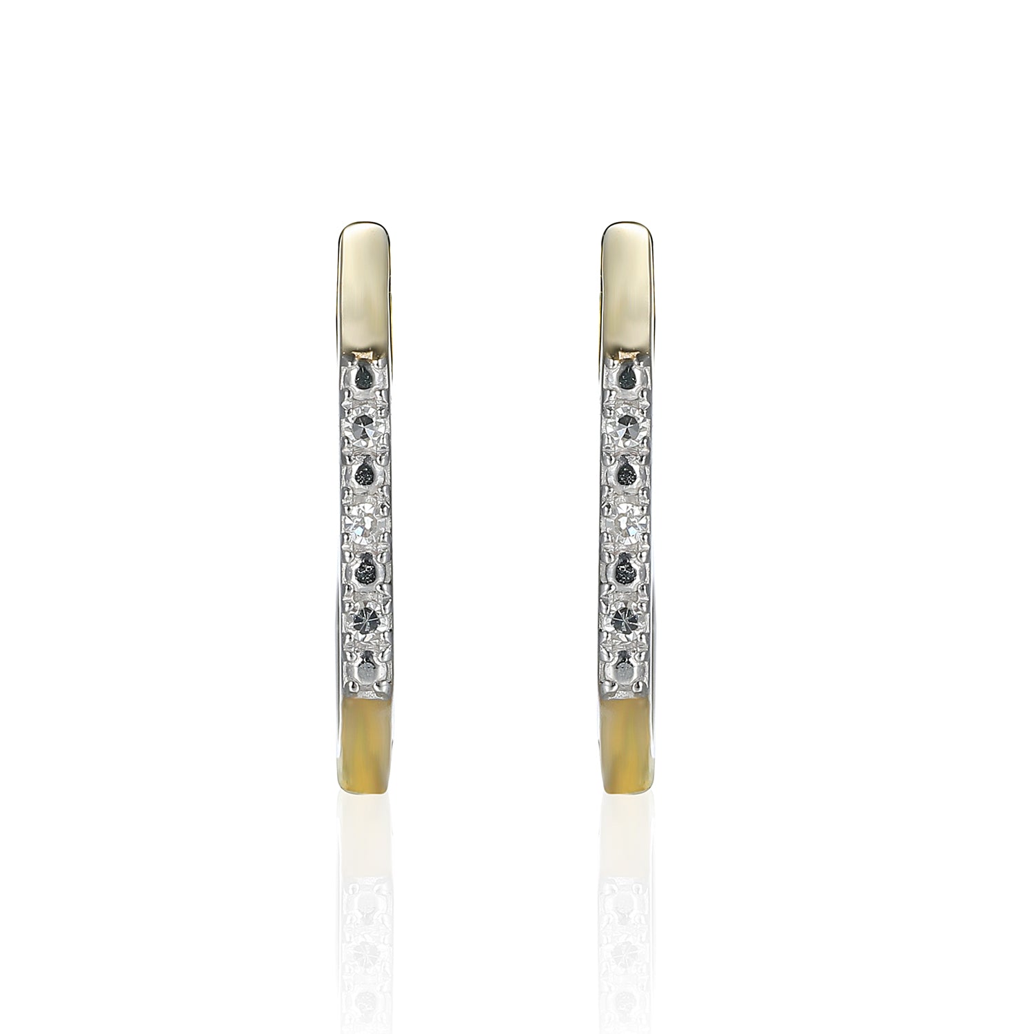 Diamond Bar Hoop Earrings in 9ct Gold