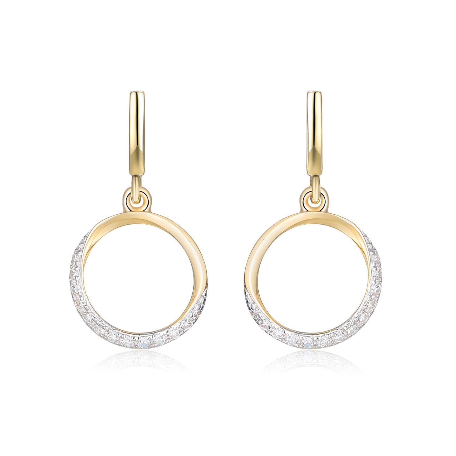 Diamond Circle Drop Earrings in 9ct Gold