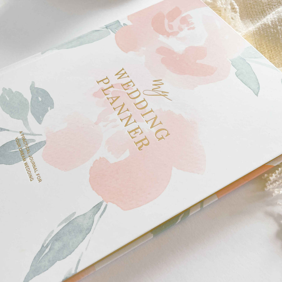 Floral Wedding Planner Book with Gold Foil and Gilded
