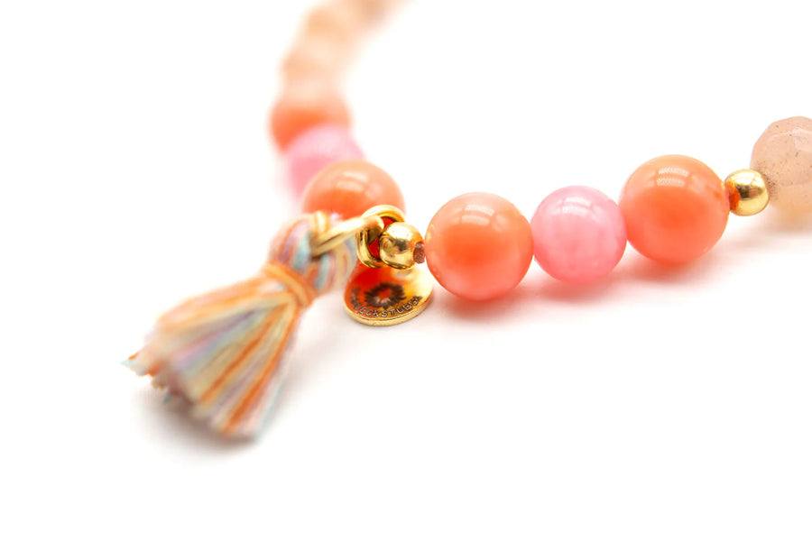 Mala Single Sunstone Coral Bracelet