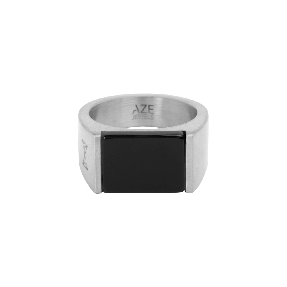 Ring Signet Rocks Onyx Inox