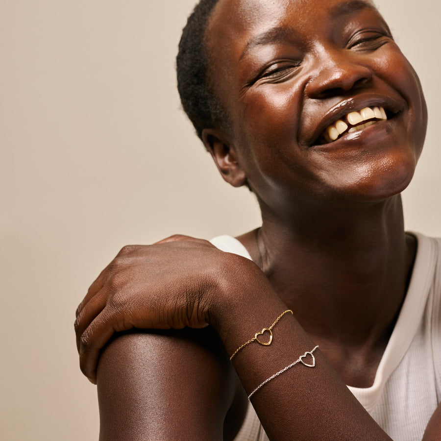 Organic Heart Bracelet - 18k Gold Plated Recycled Sterling Silver