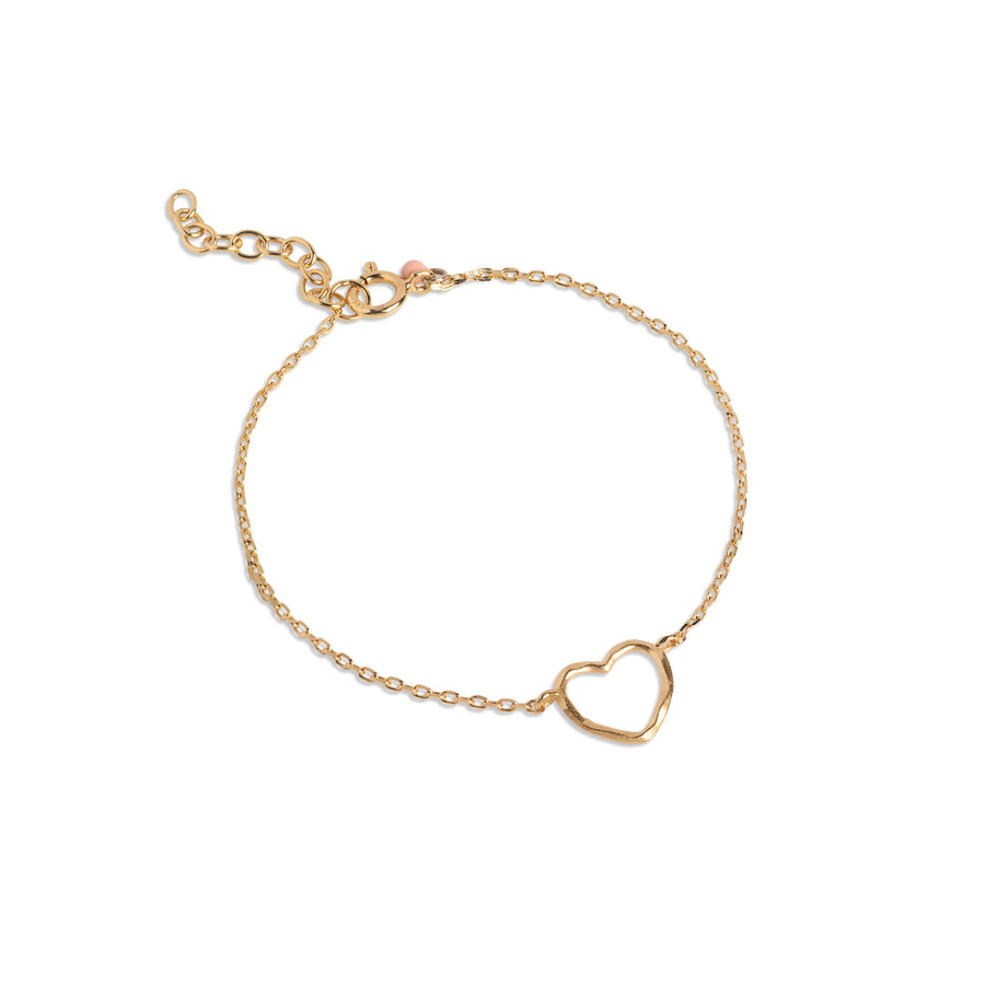 Organic Heart Bracelet - 18k Gold Plated Recycled Sterling Silver