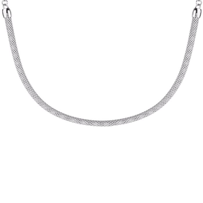 Athena Tubular Mesh Necklace - Silver