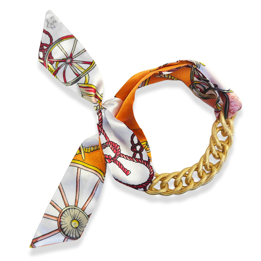 La Dolca Vita Ribbon with chain (Orange and cream)
