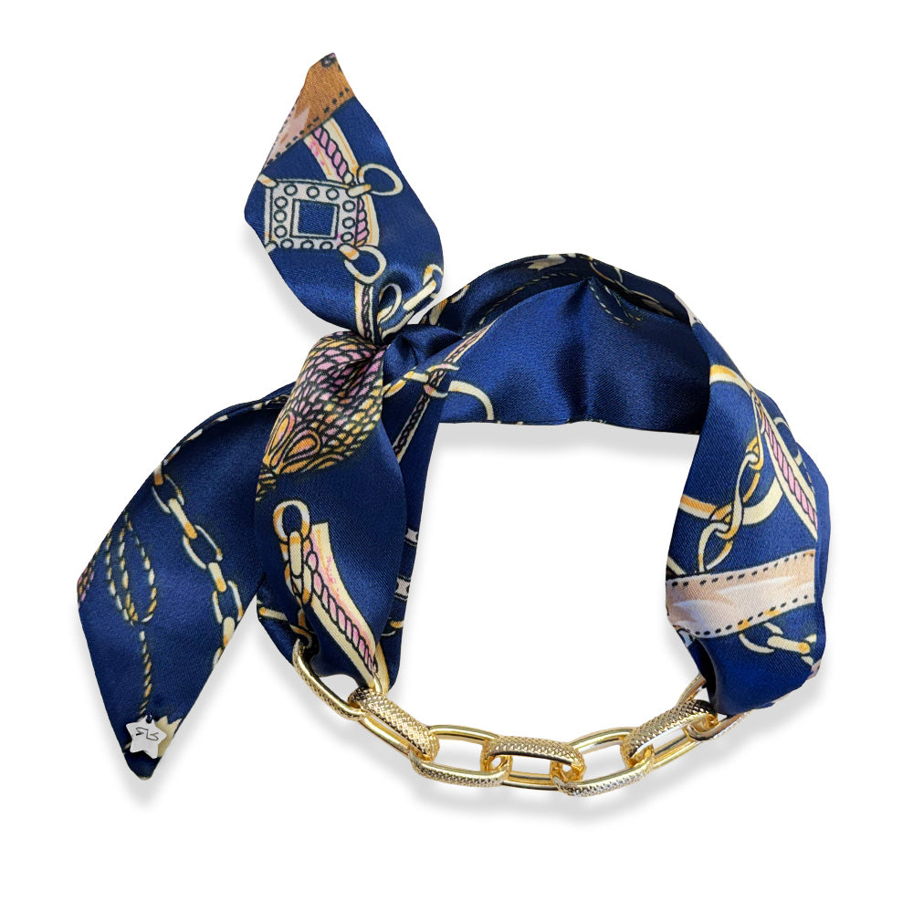 La Dolce Vita Ribbon with chain (Deep Blue Pattern)