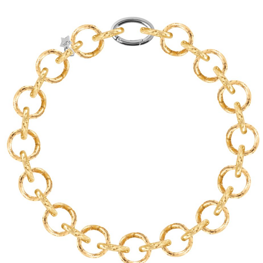 Dive Linked Textured Necklace - Gold BDVKOO86