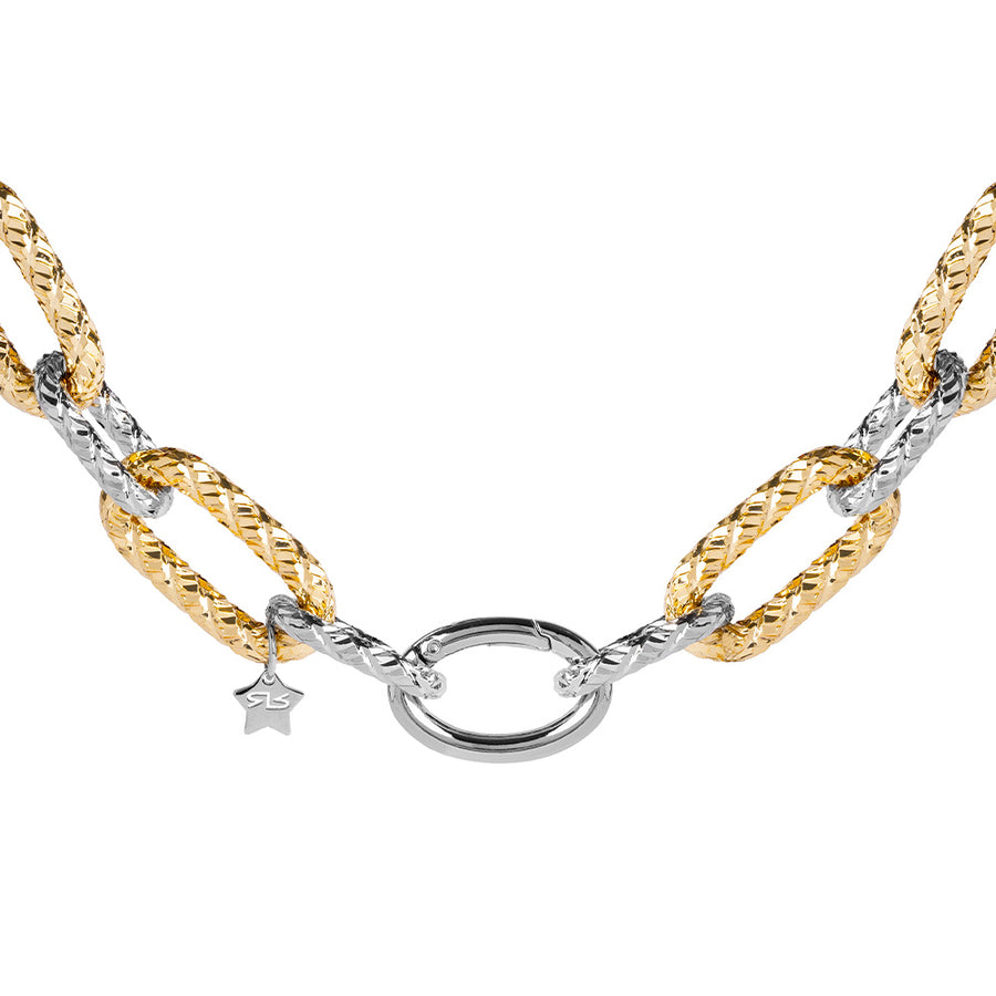 Diva Necklace with Reflective Two-Tone Links
