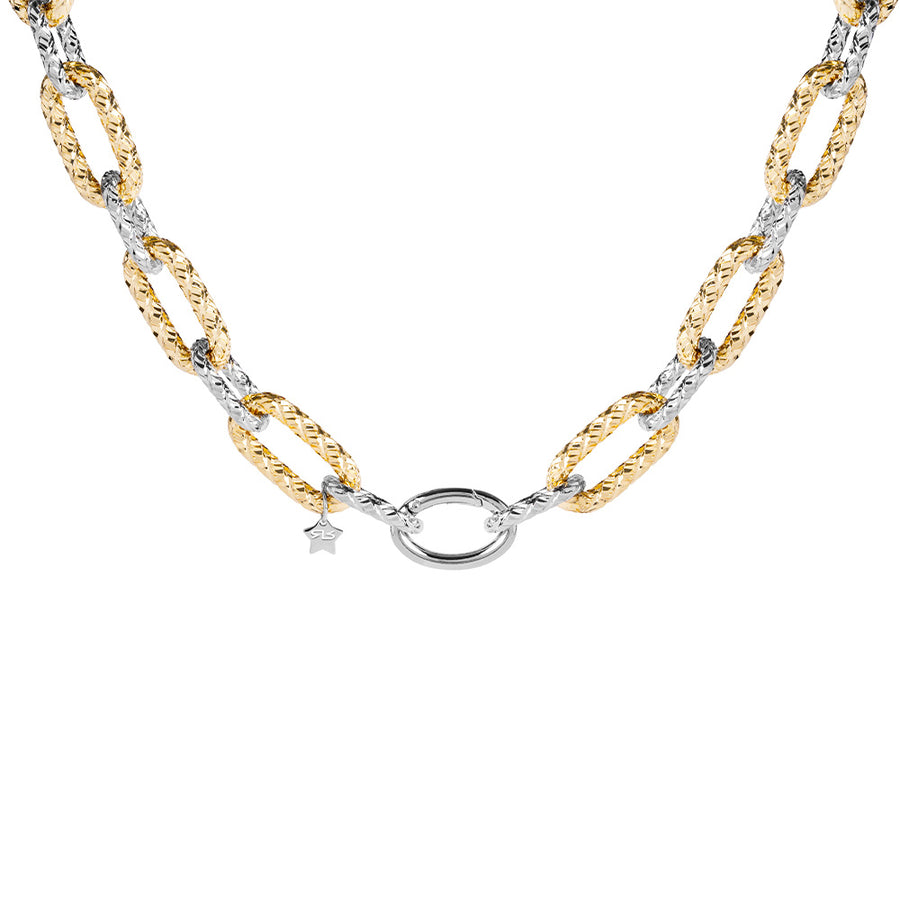 Diva Necklace with Reflective Two-Tone Links