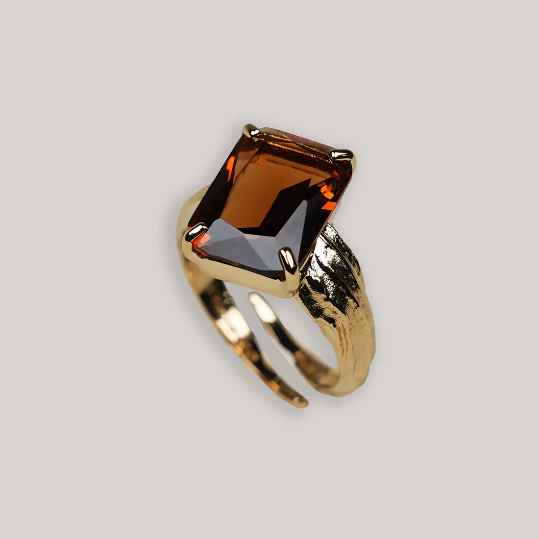 Gold Ring with Small Amber Stone