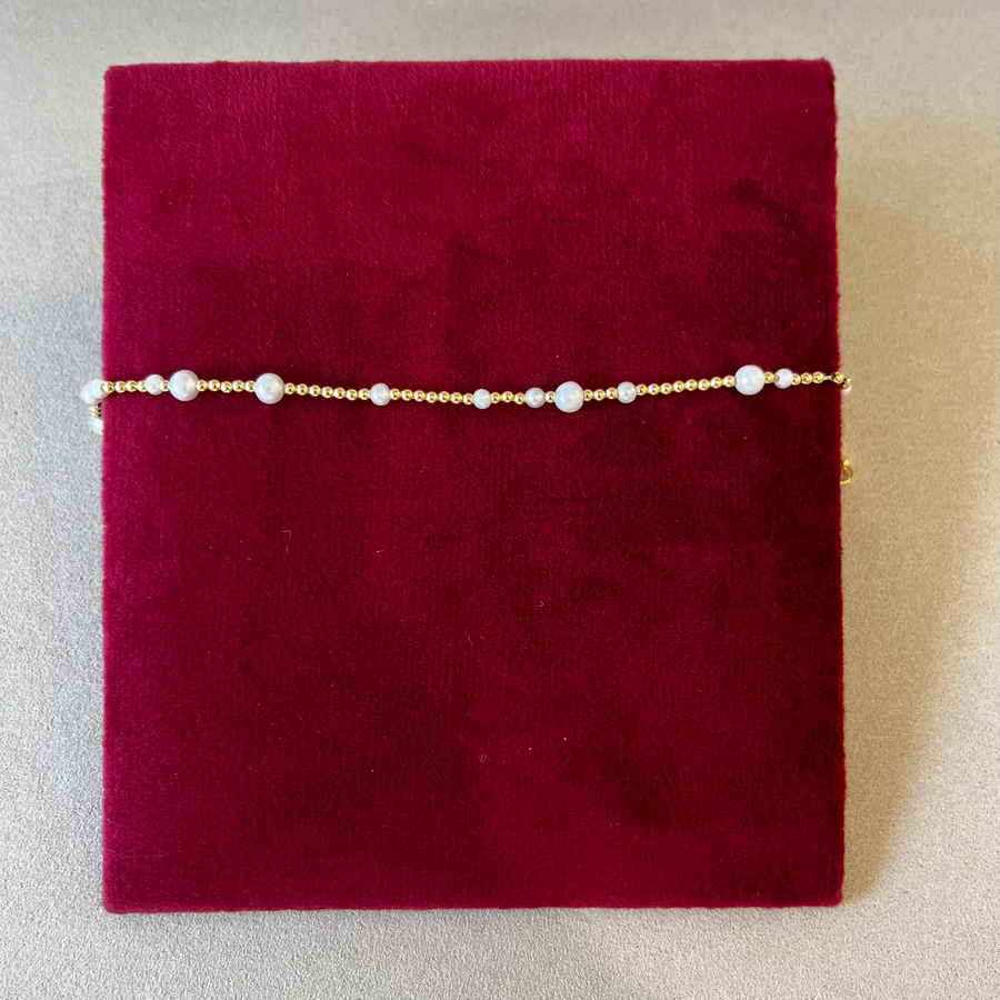 Pearl and 9ct Gold Bead Bracelet