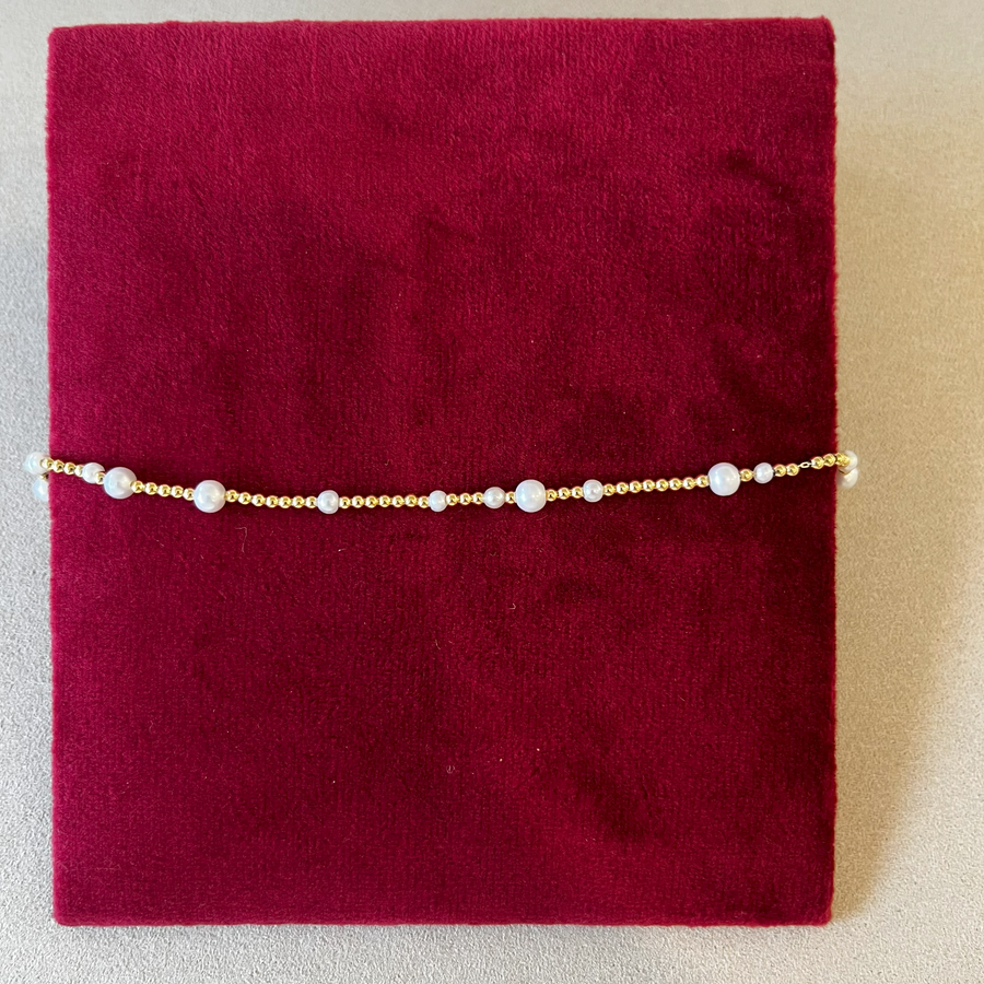 Pearl and 9ct Gold Bead Bracelet