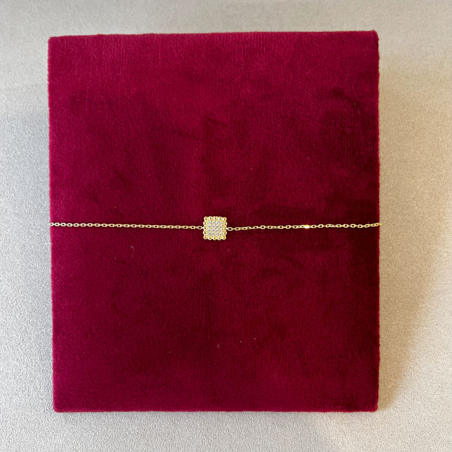 Square Pave 9ct Gold Bracelet