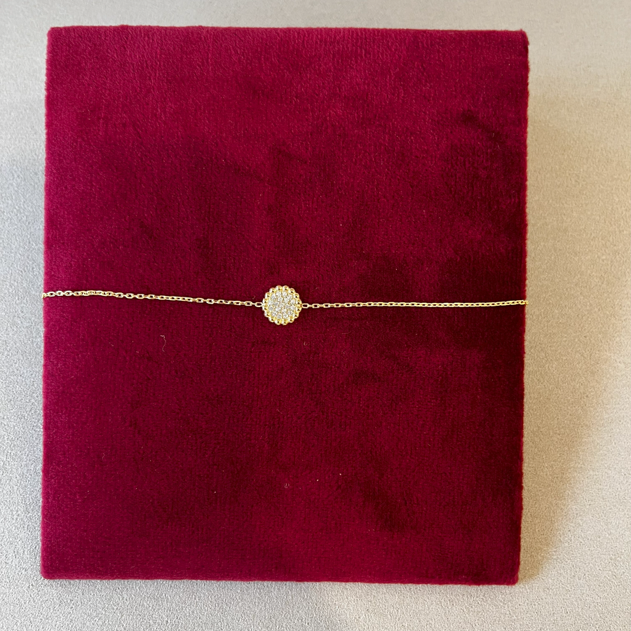 Round Pave 9ct Gold Bracelet