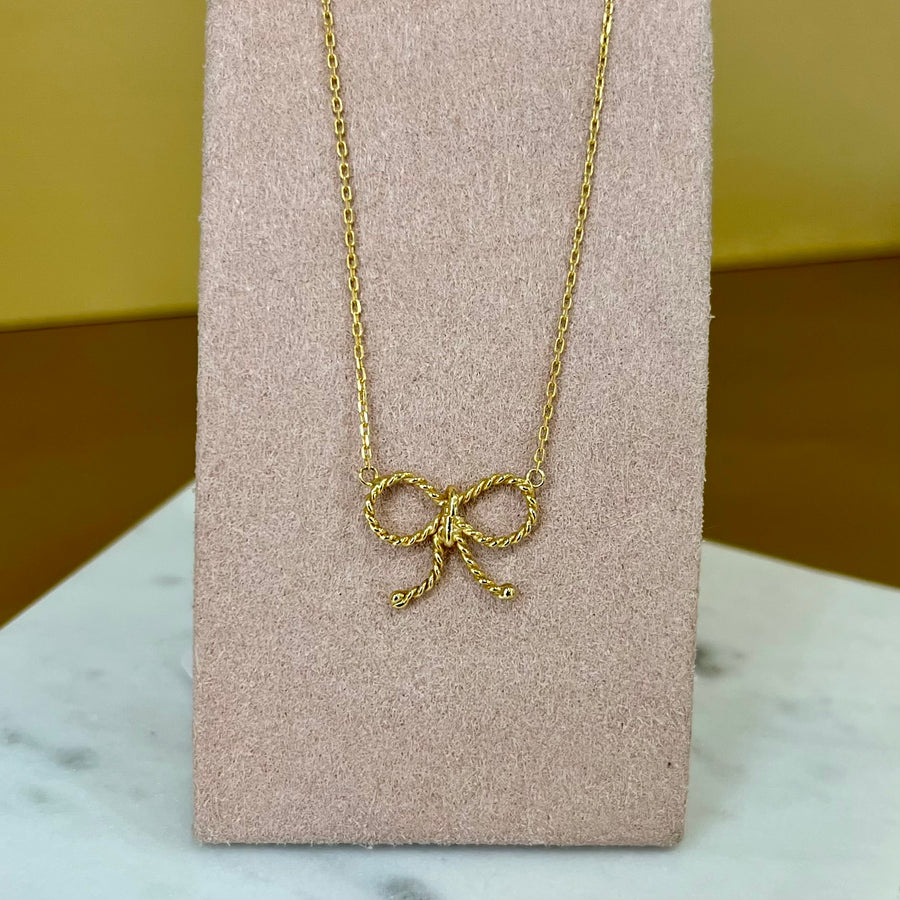 9ct Gold Bow Necklace