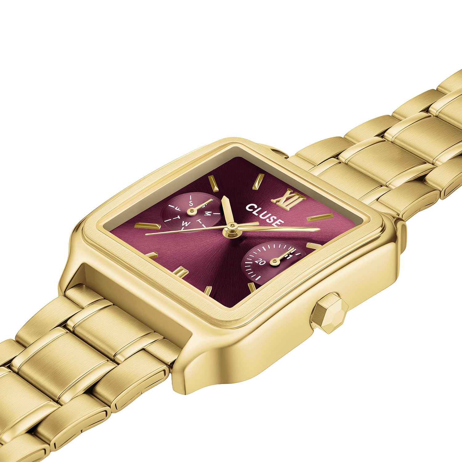 Gracieuse Multifunction Watch Steel, Dark Cherry, Gold Colour