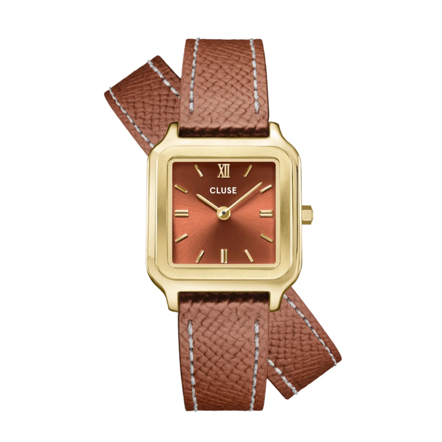 Gracieuse Petite Watch Double Leather, Nutshell, Gold