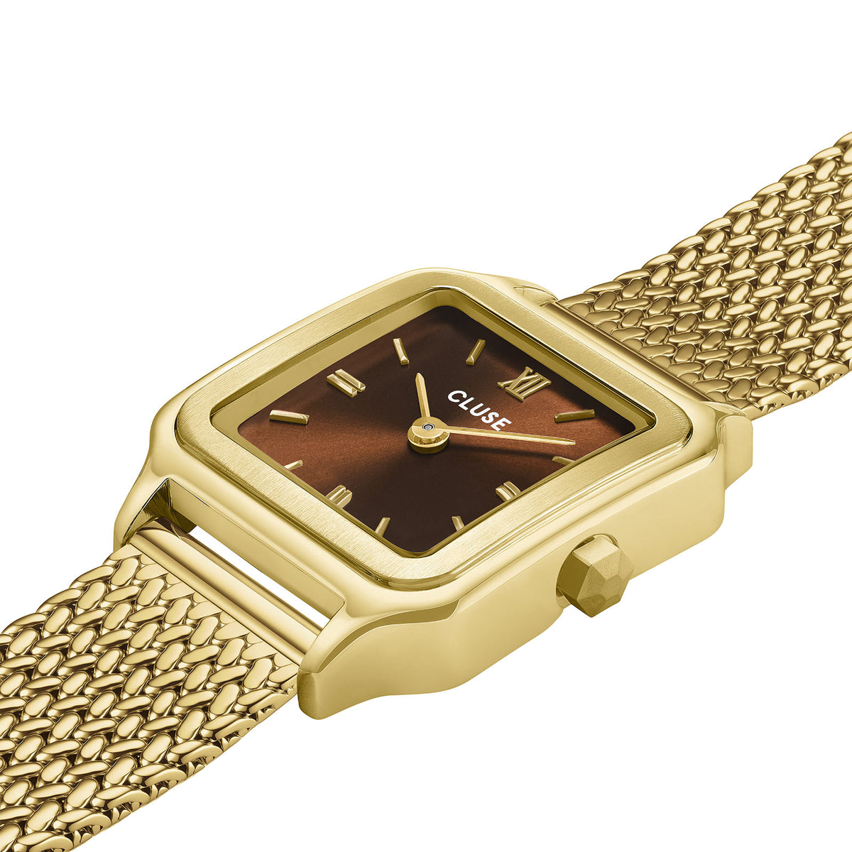 Gracieuse Petite Watch Mesh, Brown, Gold Colour