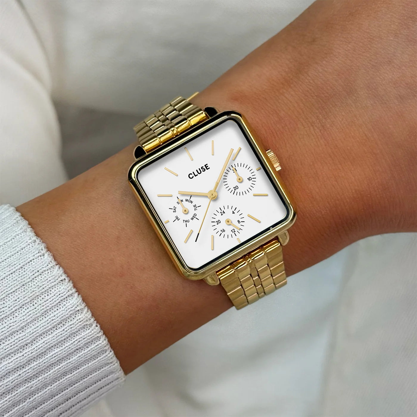La Tétragone Multifunction Watch Steel, White, Gold