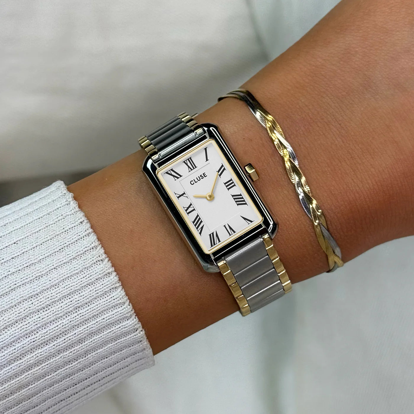 Belisenna Watch Steel, White, Bicolour