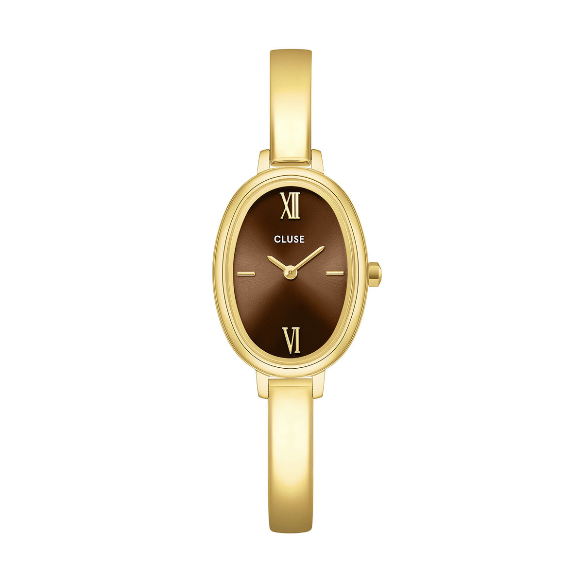 L'Ovale Watch Steel, Brown, Gold Colour