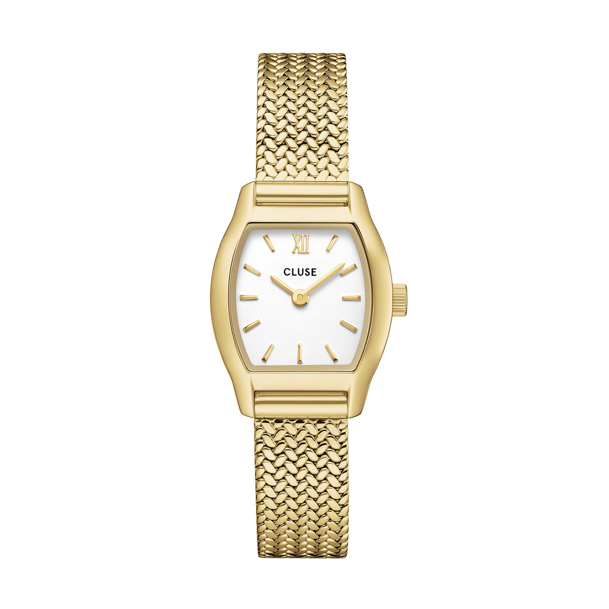 Tonnette Mini Watch Mesh, White, Gold Colour