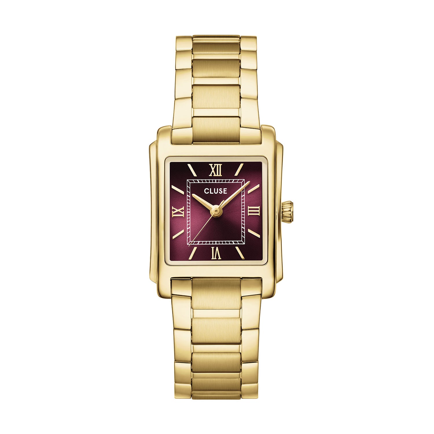 Anglée Watch Steel, Dark Cherry, Gold Colour