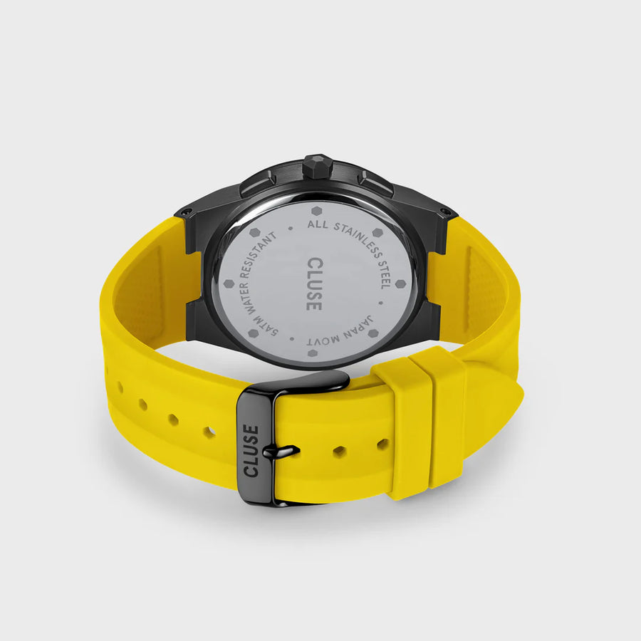 Cluse Vigoureux Chrono Watch Silicone Yellow, Black Colour