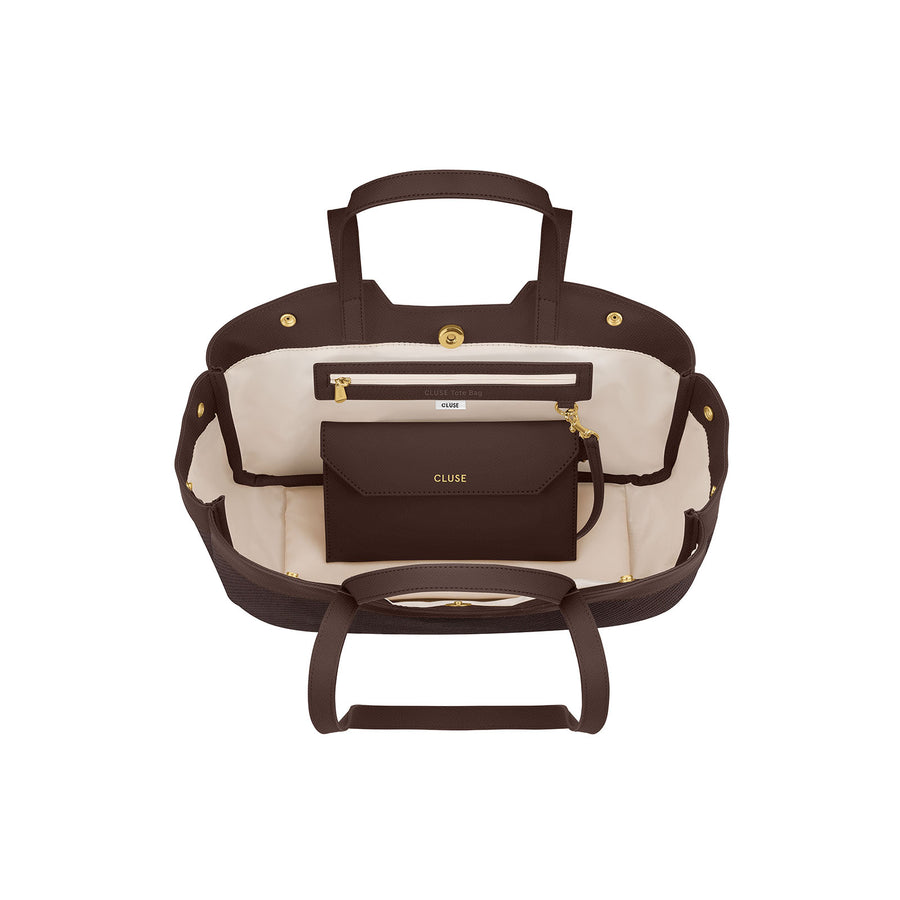 Cluse Tote Bag Petite, Textured Full Dark Brown Colour